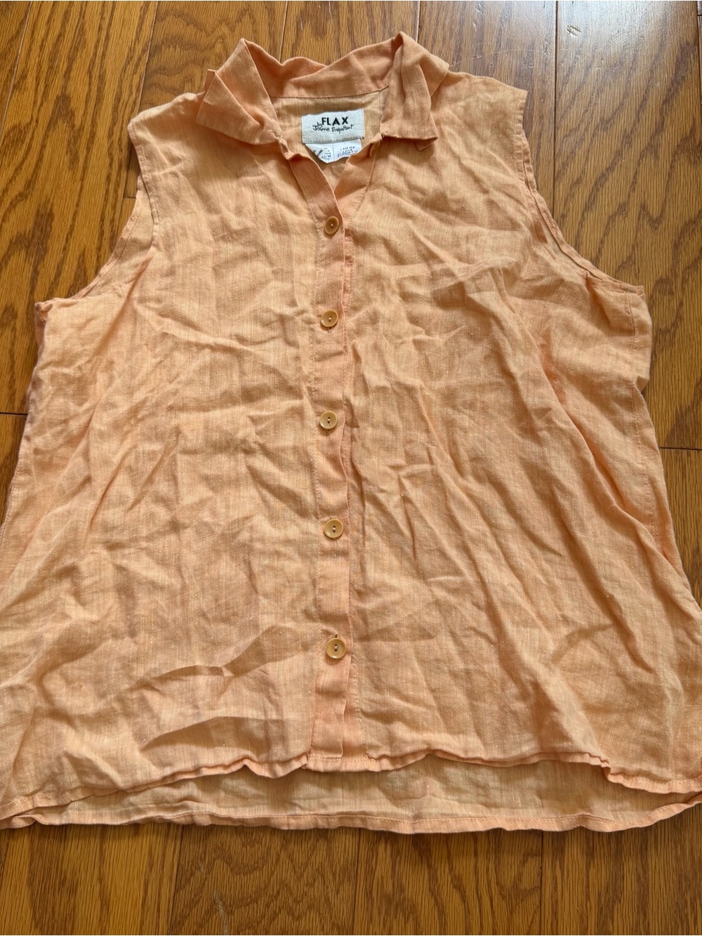 Flax Joanne Engelhart Sleeveless Button-Front Linen Blend Top Shirt No Size M